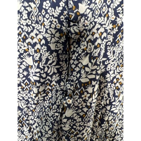 LUCKY BRAND CREAM NAVY BLUE DITSY FLORAL LONG SKINNY LEG ROMPER JUMPSUIT BOHO S - Picture 8 of 11